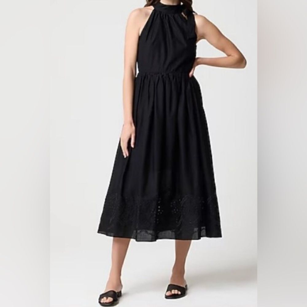 J.Crew Tie-neck midi dress with eyelet trim NWT Size 8